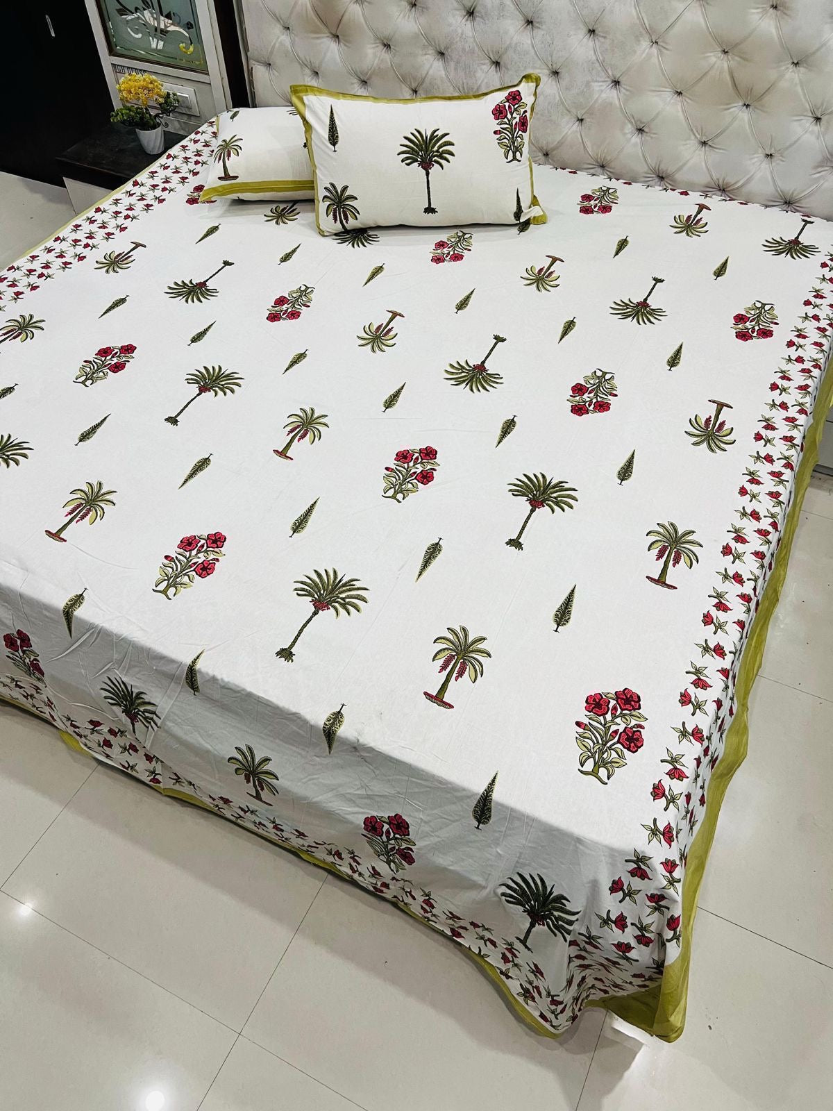 Premium Jaipuri printed King size bedsheets with 2 zipped pillow covers